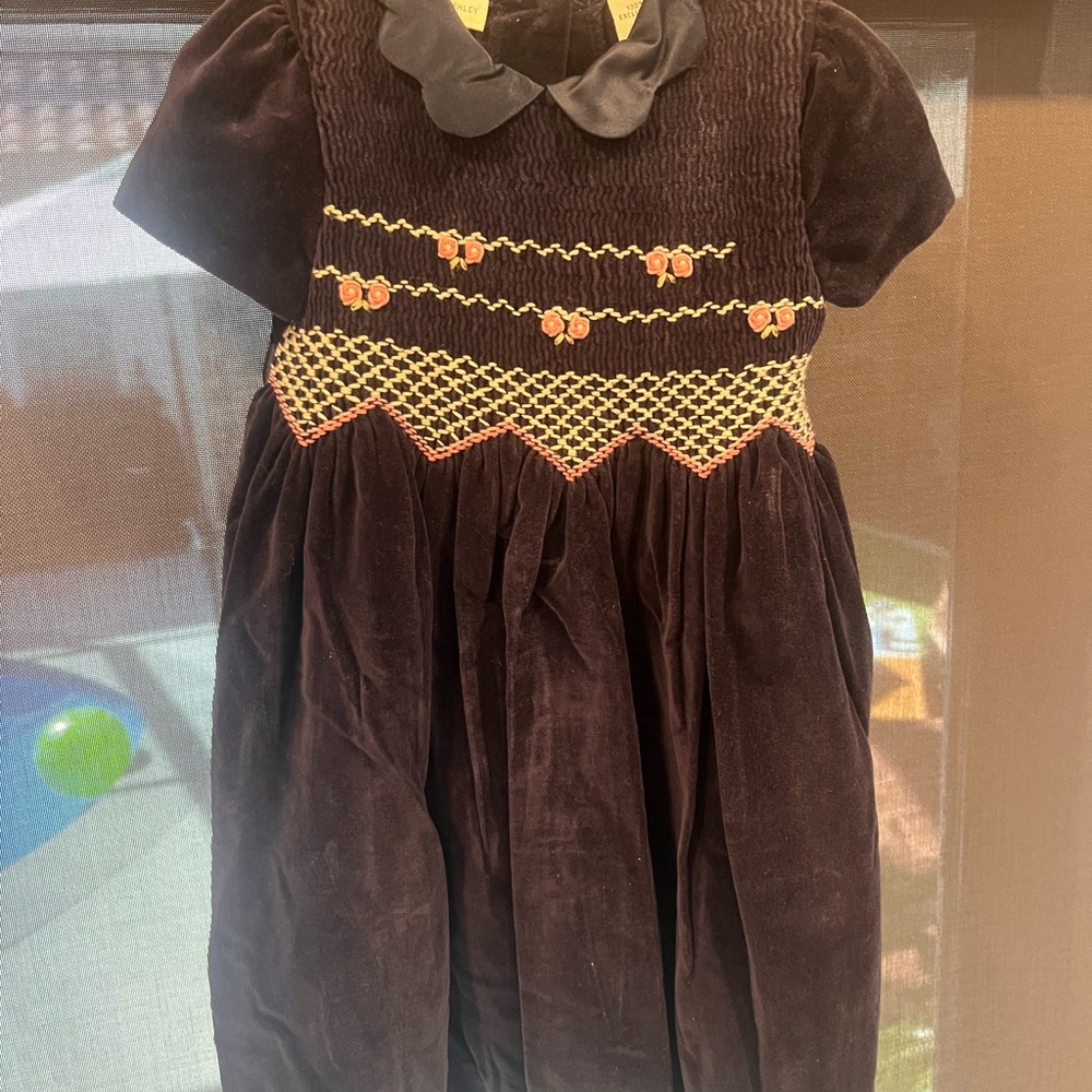 Laura Ashley Velvet Dress with Embroidered Details - Picture 3 of 8